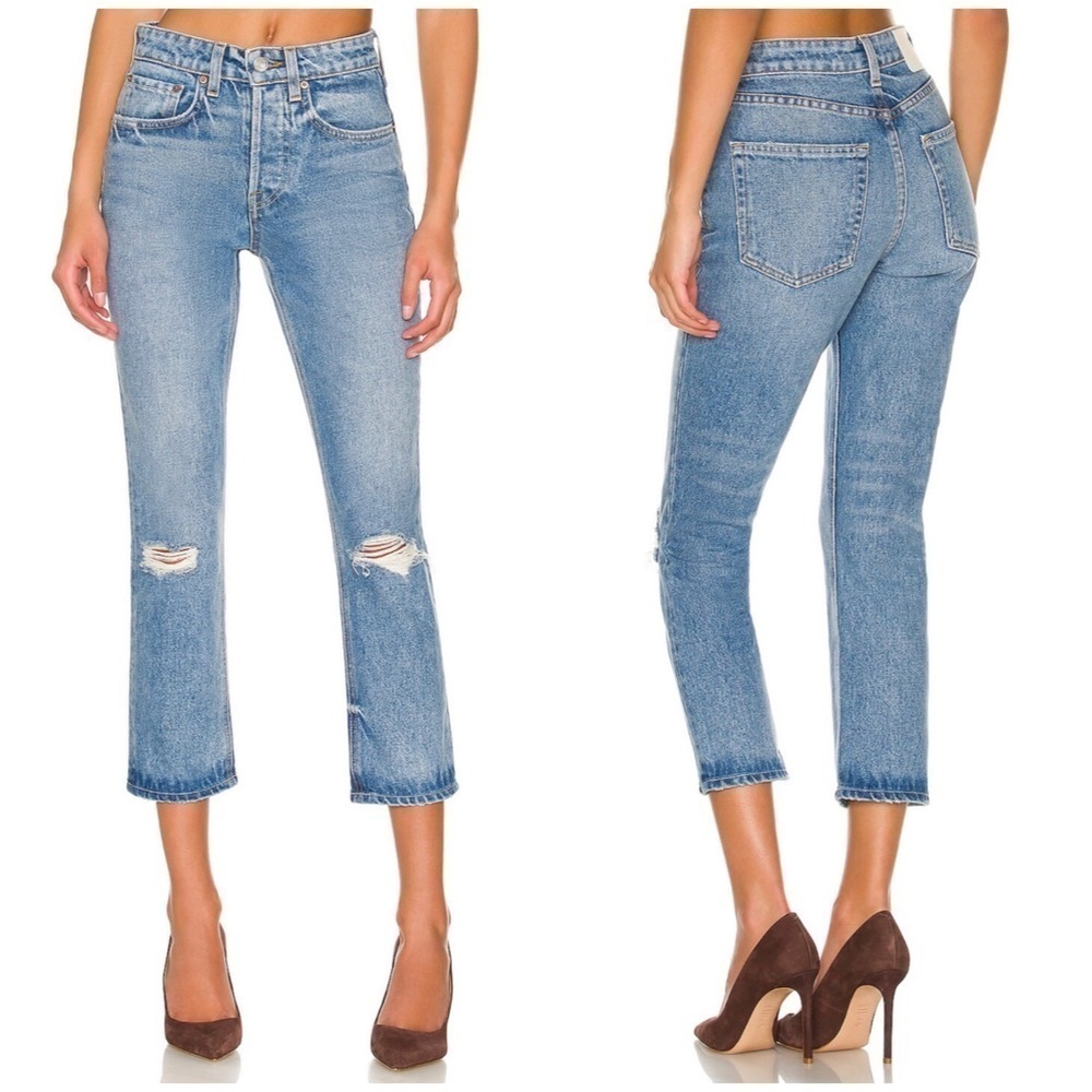 Revolve GRLFRND Karolina Petite High Rise Straight Crop Ellis Island Size 27